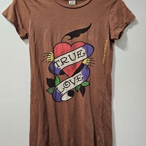 Women's Vintage Y2K Ed Hardy By Christian Audigier True Love Baby Doll Tee.